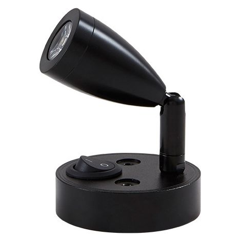 Lampe de lecture LED 12 V avec projecteur, lampe de lecture LED pour camping-car - Lampe murale pivotante à 180° pour chevet, lumière chaude 3 W avec interrupteur (2 pièces, noir) (1/4)