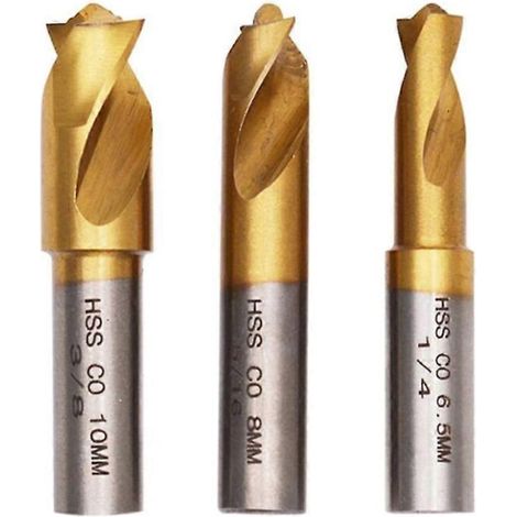 Jeu de forets HSS-CO au cobalt pour métal trempé et acier inoxydable – 3 diamètres 6,5/8/10mm – Longueur 45mm pour coupe précise