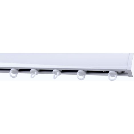 Kit rail à rideau blanc 150 cm - 15x25mm - Fixation plafond - Boulet