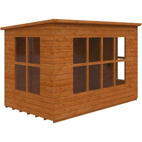 10 x 6 Feet Penthouse 12mm Shed - Solid Wood/Softwood/Pine - L295 x W175 x H204.1 cm - Burnt Orange
