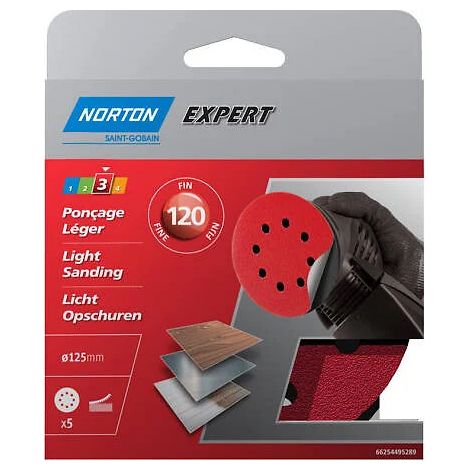 Confezione da 5 dischi abrasivi, 66254495289 NORTON, grana 120 NORTON