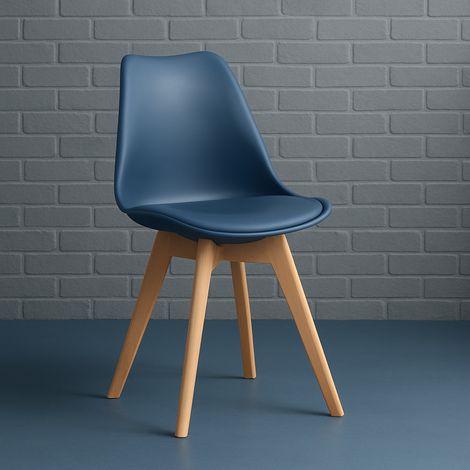 ORION91® - SIRIO Chair in Petroleum Blue, Ergonomic Dining Chair made of Polypropylene and Beech Wood Legs, 82 cm High, 48.5 cm Wide, Nordic Style for Kitchen, Living Room, Office, Supports up to 110 (1/5)