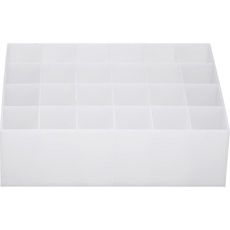Présentoir de rouge à lèvres à 24 grilles, organisateur de cosmétiques, boîte de rangement de maquillage (blanc) (1/5)