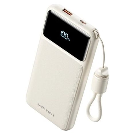 Powerbank 10000mAh Vention XGYW0-39-TY/ 22.5W/ Blanca/ Incluye Cable USB Tipo-C