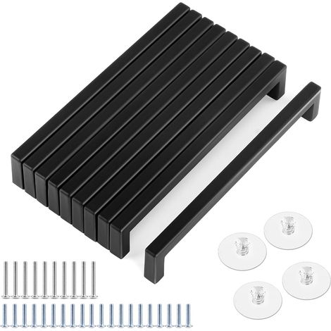 Tufa 10 Pièces Poignée de Meuble Cuisine Entraxe 160mm, Poignet de Porte Cuisine Meuble avec 30 Vis et 4 Poignée Autocollante, Poignée en Acier Inoxydable, Poignées pour Placards, Poignées de Tiroir