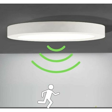 XEPHO Plafonnier Plafonnier LED avec Détecteur de Mouvement Lampe de Lumière Automatique pour Extérieur Balcon Garage Entrée Couloir Luminaire rond Facile à Installer Lampe de Plafond 6000K Blanc