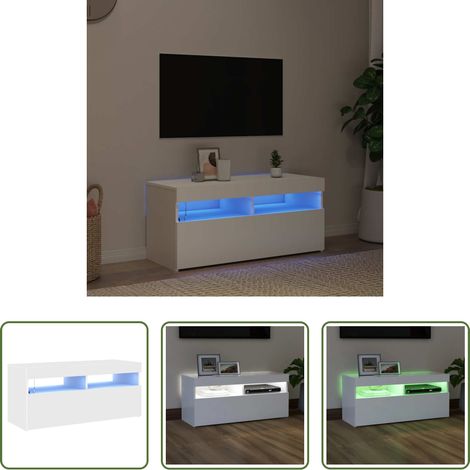 LED-Leuchten - TV-Schrank mit LED-Leuchten Weiß 90x35x40 cm (1/5)