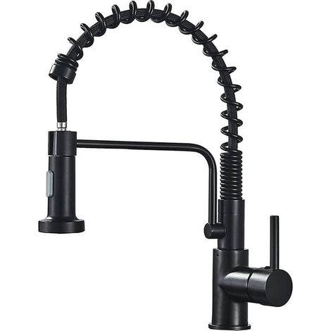 Robinet Cuisine avec Douchette Extensible Noir MitigEU Monocommande Evier à Ressort Froide et Chaud (1/5)