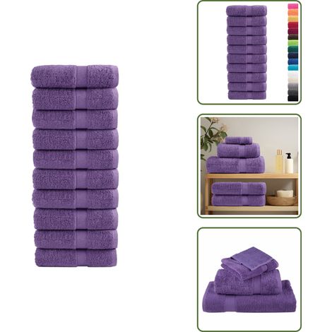 Serviettes de visage de qualité supérieure SOLUND 10 pcs violet - Serviettes De Visage - Serviettes De Toilette - Serviettes En Coton - Serviettes Violettes - Serviettes Douces (1/5)