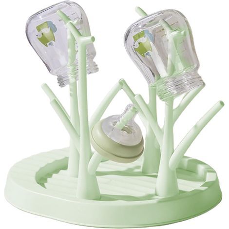 - Baby Bottle Drying Rack - Draining Rack - Removable Drying Stand for Bottles and Teats - Tree Design for Kitchen - Green - 26x22x23 cm (1/5)