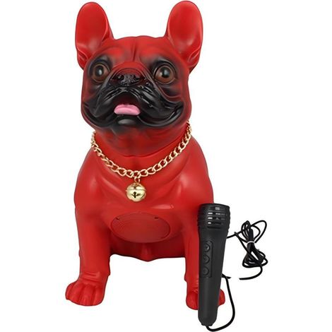 Enceinte Bluetooth Bulldog avec microphone - Puissance de 5 W - Design décoratif - Rouge (1/5)