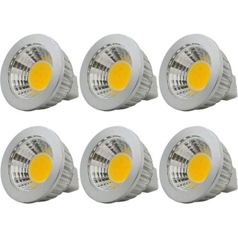 6 Stück, MR16/GU5.3 COB LED-Lampe, 3 W / 210 lm, DC 12 V, Warmweiß 2700 K, entspricht einer 20-W-Halogenlampe, ø50x52, 90° Abstrahlwinkel [Energieklasse A+]