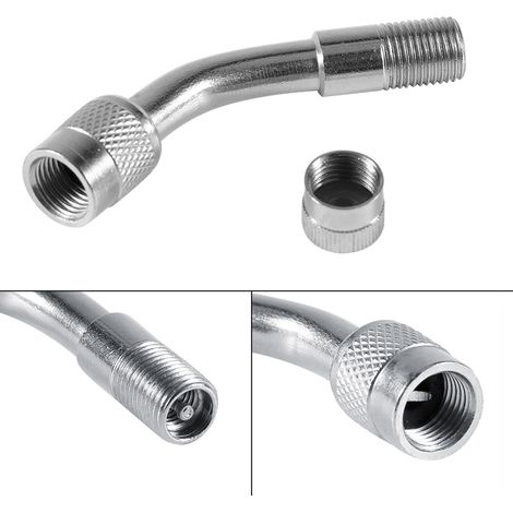 Adaptateur d'expansion de valve de pneu coudé à 135 degrés pour voiture et moto, nickelé (1/5)