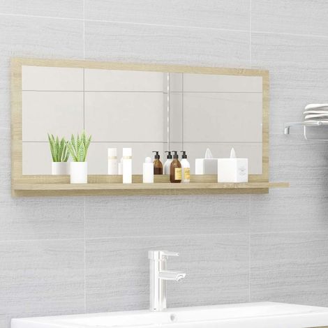 804583 vidaXL Bathroom Mirror Sonoma Oak 90x10,5x37 cm Engineered Wood (1/5)
