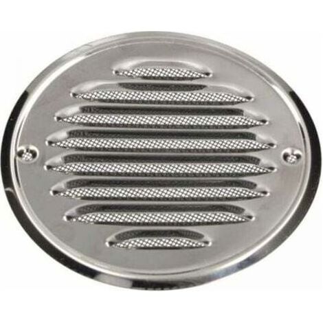 Pair Grille d'aération ronde en acier inoxydable - 140 mm - avec vis - Moustiquaire - Grille d'aération à lamelles - Antirouille (1/5)