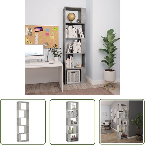 The Living Store Bücherregal/Raumteiler Betongrau 45x24x159 cm Holzwerkstoff - Bücherregal - Regal - Holzmöbel - Beton Grau - Raumteiler (1/5)