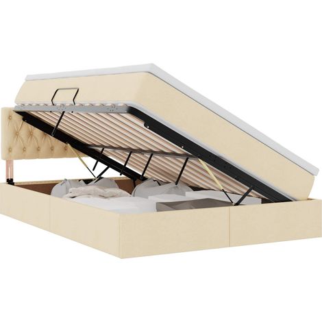 Maison Exclusive - LED-Speicherbett mit Matratze Creme 140 x 200