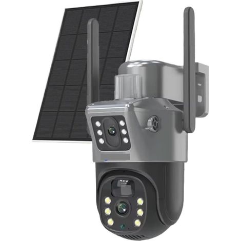 Caméra PTZ Solaire 4K 8MP, Double Bande, for l'extérieur, sans Fil, Protection de sécurité, détection PIR, CCTV, Audio bidirectionnel(WIF Solar 128G Card) (1/5)