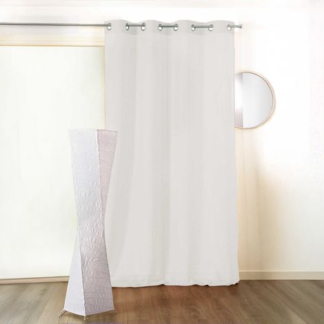 Voilage en Poly/Lin et Oeillets en Alu Brossé Blanc 150x260 cm (1/2)