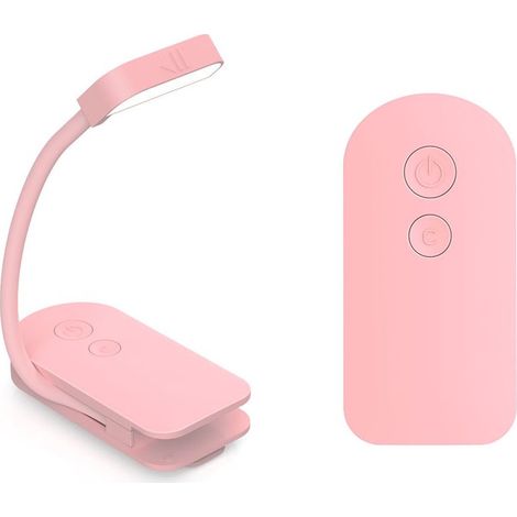 Lampe de Lecture Rechargeable, Portable Longue Durée Mini LED Liseuse Lampe Clip, 360° Cou Flexible, 3 Modes Protection des Yeux, Gradation,rose (1/5)