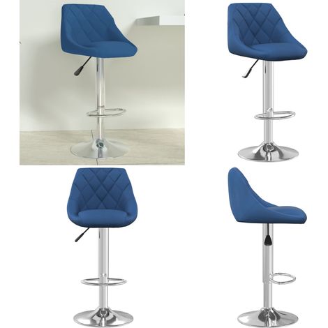 vidaXL Tabouret de bar Bleu Velours (1/5)
