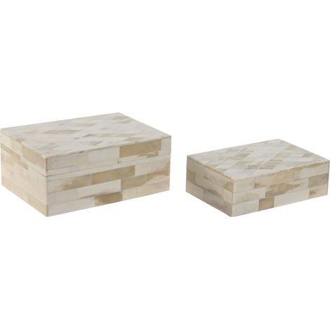 Joyero Set 2 Mango Hueso 18X13X7,7 Rombo Natural (1/3)