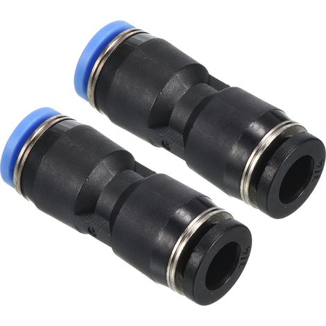 1/4" to 6mm Pressure Reduction Air Connection Line Fitting, 2 Pack Straight Union Reducer Pneumatic Quick Connection Fittings, Black