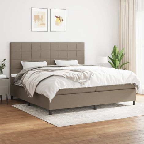 Lit adulte Durable,Lit à sommier Tapissier + Matelas Taupe 200x200 cm Tissu -16686 (1/5)