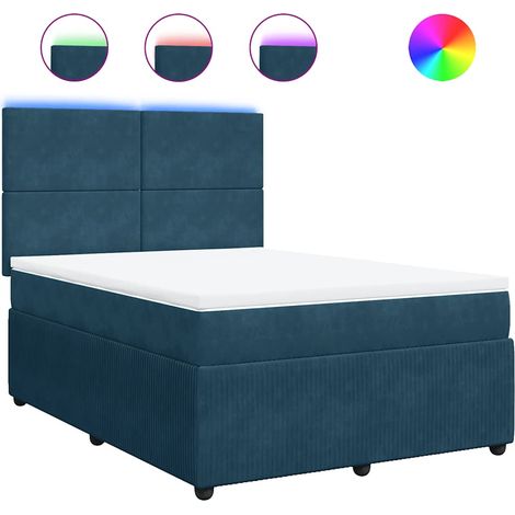 Maison Exclusive - Giroletto a Molle con Materasso Blu 160x200 cm in Velluto (1/5)