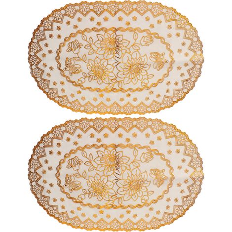 ovale, goldene PVC-Untersetzer – elegante Tischdecke für Küche, Restaurant, Hochzeitsdekoration (1/5)
