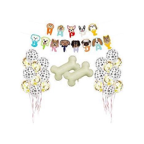 Kit de 23 ballons en aluminium pour fête d'anniversaire d'animal de compagnie (chien), bannière, décoration et cadeaux pour invités. (1/2)
