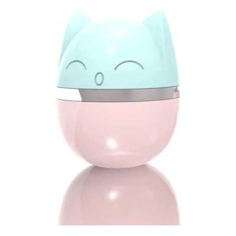 Jouet pour animaux avec tête de chat, plumes et base interactive (1/2)