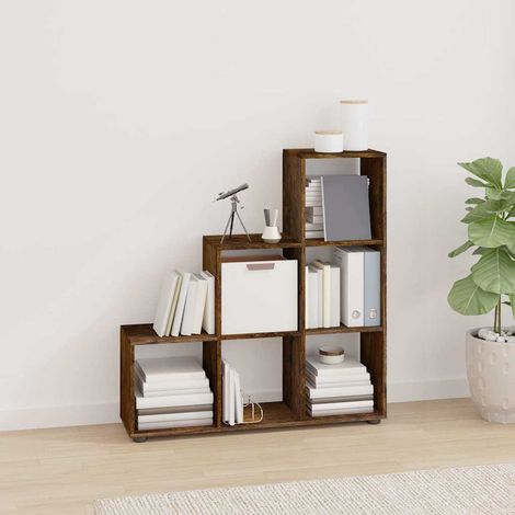 vidaXL Bibliothèque escalier Chêne fumé 107 cm Bois d'ingénierie (1/5)