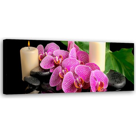 Tableau sur toile Orchidée Orchidée Bougies 90x30 (1/5)