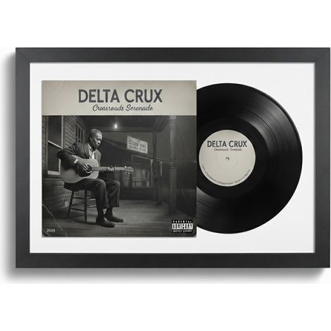 K-Möbel Cadre Vinyle Noir 40x60cm Passe-partout Blanc Bois Massif