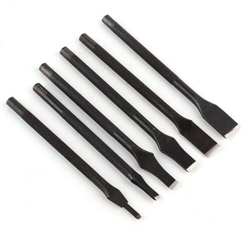 Fente droite plate pointe poinçon 6 pièces coupé en cuir artisanat bricolage outil en cuir poinçon outils en cuir plat perforateur pour bricolage en cuir travail à la main (1/5)