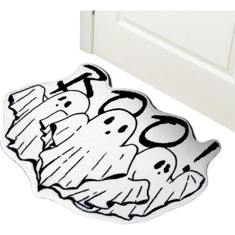 Tapis d'Halloween - Tapis de bain d'Halloween - Motif fantôme - Antidérapant et absorbant - Lavable - Tapis de bain adapté au salon, à la cuisine et à la salle de bain, 50 x 80 cm (1/5)