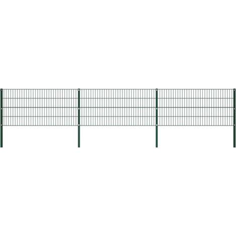 Panneau de clôture avec poteaux, Clôture de jardin, Barrière de jardin Fer 5,1 x 0,8 m Vert MAE4236 (1/5)