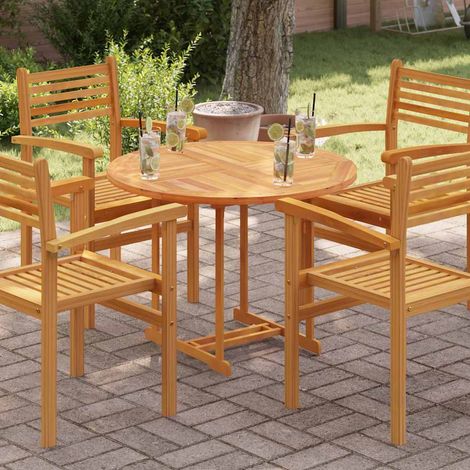 Tischplatte Massivholz Teak Rund 2,5 cm 90 cm