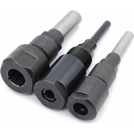 3pcs Router Collet Extension Bit De Routeur Extension De Collet Et Rognage Découpage Machine De Gravure Extender Porte-Mandrin De Travail Du Bois Fraise 1/4" / 1/2" /8mm Shank (1/5)
