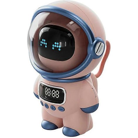 Enceinte Bluetooth Smart Astronaut portable stéréo interactive avec réveil, compatible TF/FM et horloge de table rose (1/5)