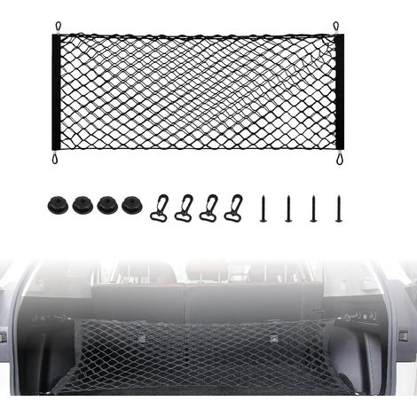 1 paquete de red de almacenamiento para maletero de coche de 90x40 cm, organizador de malla universal para maletero de coches, camiones, SUV, barcos y hogares. (1/5)
