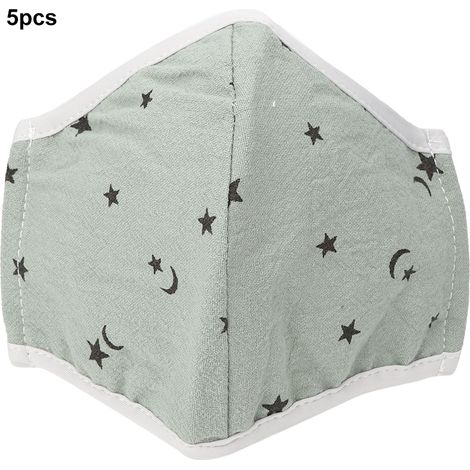 5pcs Masque bouche enfant anti-buée anti-poussière lavable respirant couleur vert (1/4)
