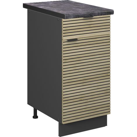 Mobiletto base per cucina Fame-Line, Pannello in quercia, 40 cm , PL Antracite, Vicco