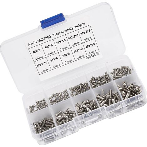 Jeu de vis à douille hexagonale, 240 pièces, M26\M28\M210\M36\M38\M310\M312\M2.56\M2.58\M2.510 (1/5)