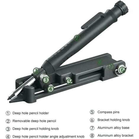 BUNTHAUS PA Outil de Traçage Multifonction en Alliage d'Aluminium Flexible Antirouille pour Construction Noir (1/4)
