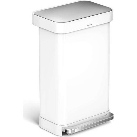 Simplehuman Poubelles - Poubelle avec poche pour sacs, 45 l, blanc CW2027 (1/5)