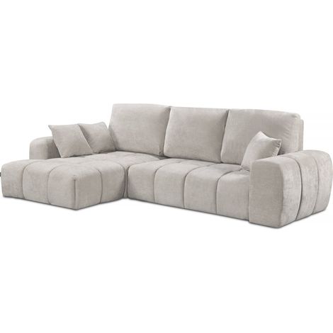 Sofá cama esquinero izquierdo en tejido chenilla "Verneuil" - 3 plazas - Beige