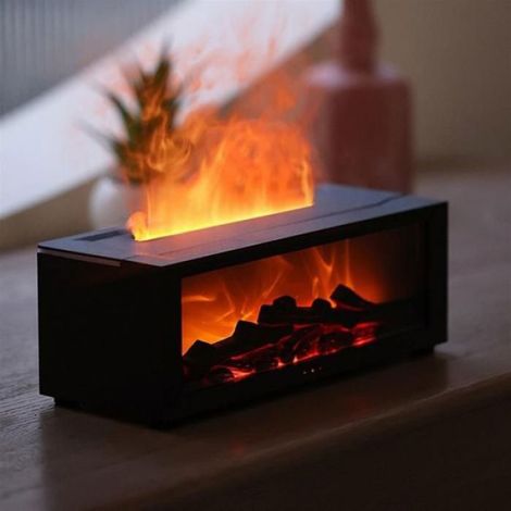 Diffuseur Aromathérapie - Humidificateur Cheminée Flamme Simulée - Nano-Atomisation - Télécommande - Noir - 1 Unité (1/5)