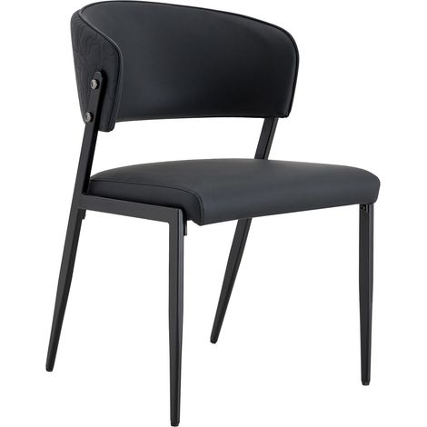 Sedia da pranzo moderna imbottita con struttura in metallo e schienale ergonomico, nera (1/5)